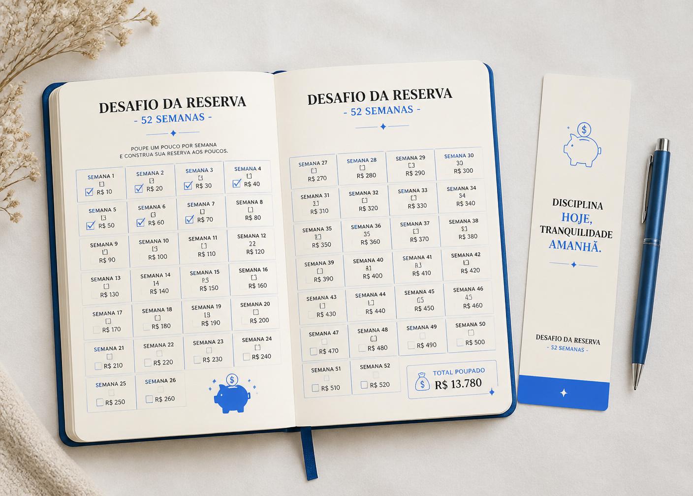 Planner Desafio da Reserva 52 semanas